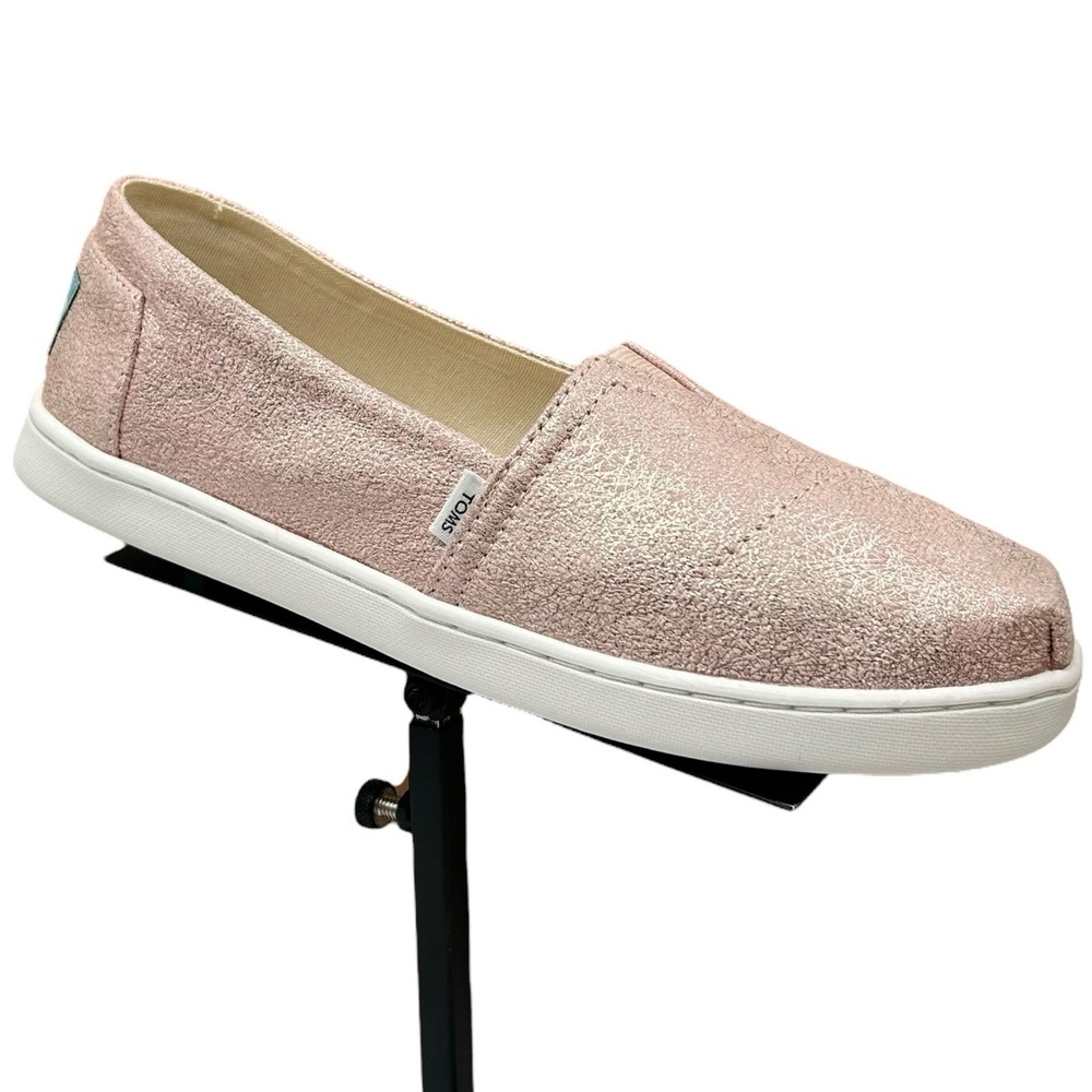 TOMS Youth Girl's Alpargata Loafer Slip-on Flat Shoes Size 4Y Rose Gold Metallic